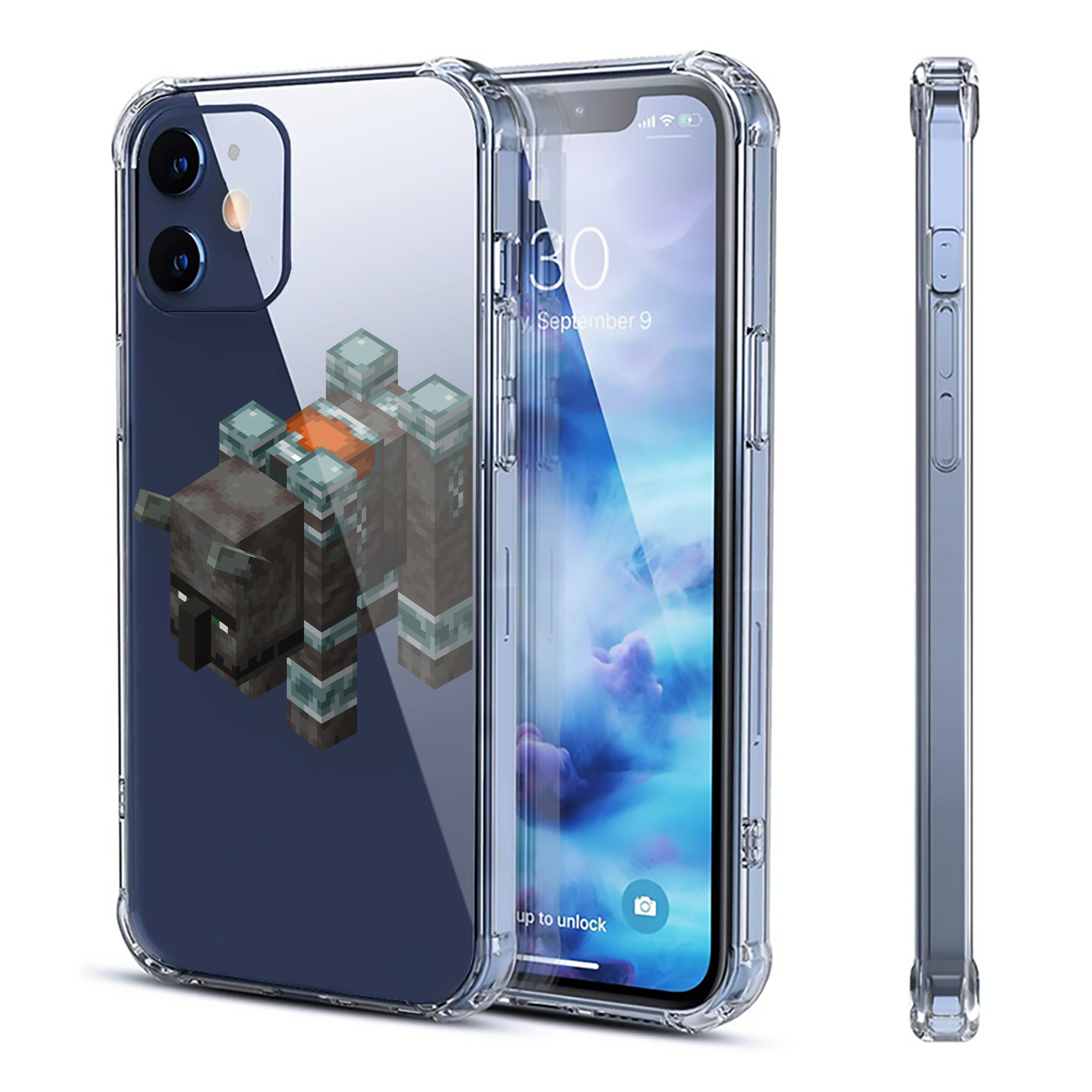 （画像用） マインクラフト ブロックの世界 Minecraft MC Block world 【iPhone 12シリーズ対応】透明スマホケース（クリアソフトケース）